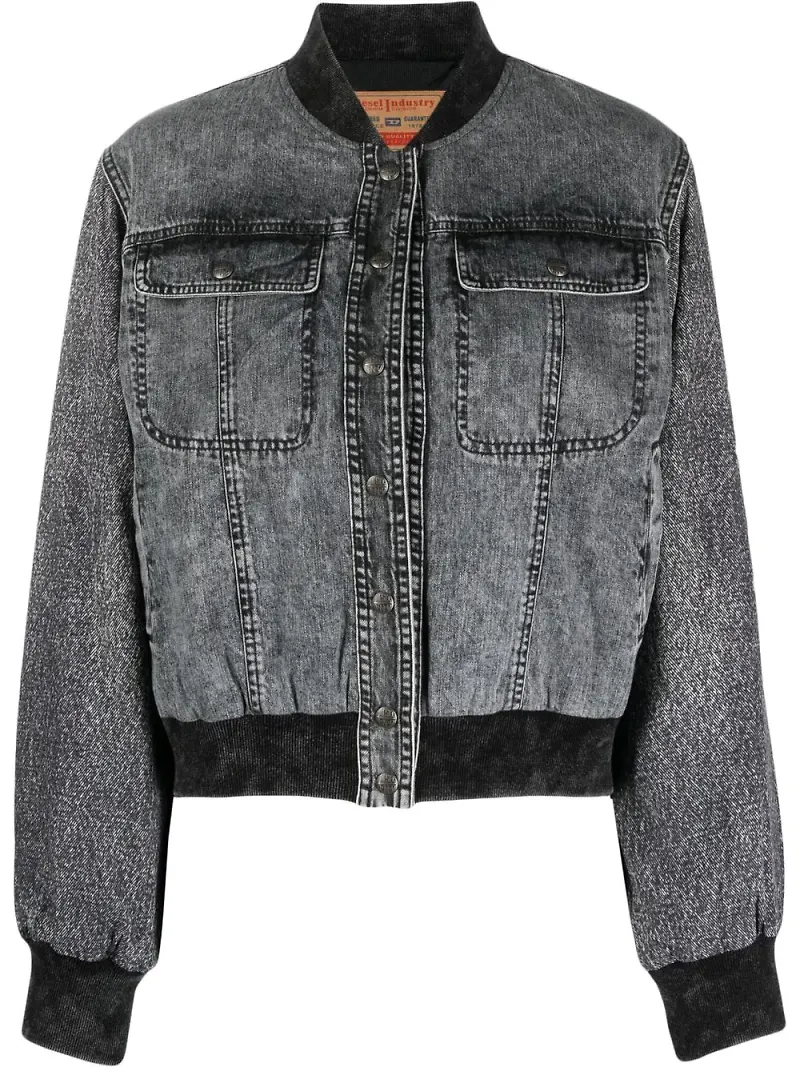 Diesel stonewashed denim bomber jacket - Grå