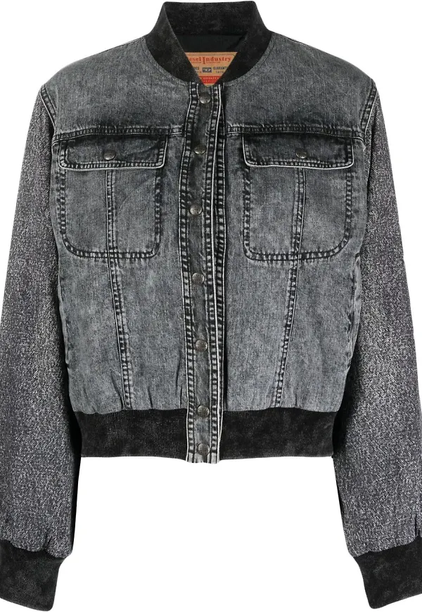 Diesel stonewashed denim bomber jacket - Grå