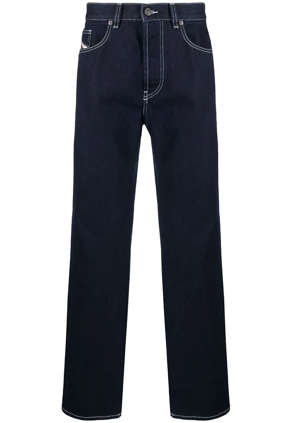 Diesel straight-jeans med kontrastsöm - Blå