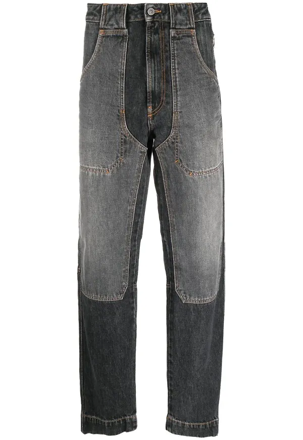 Diesel straight-jeans med lappdesign - Svart