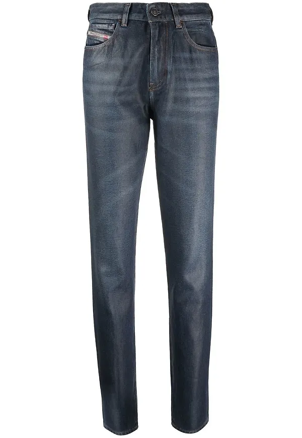 Diesel straight-jeans med logotypmärke - Blå