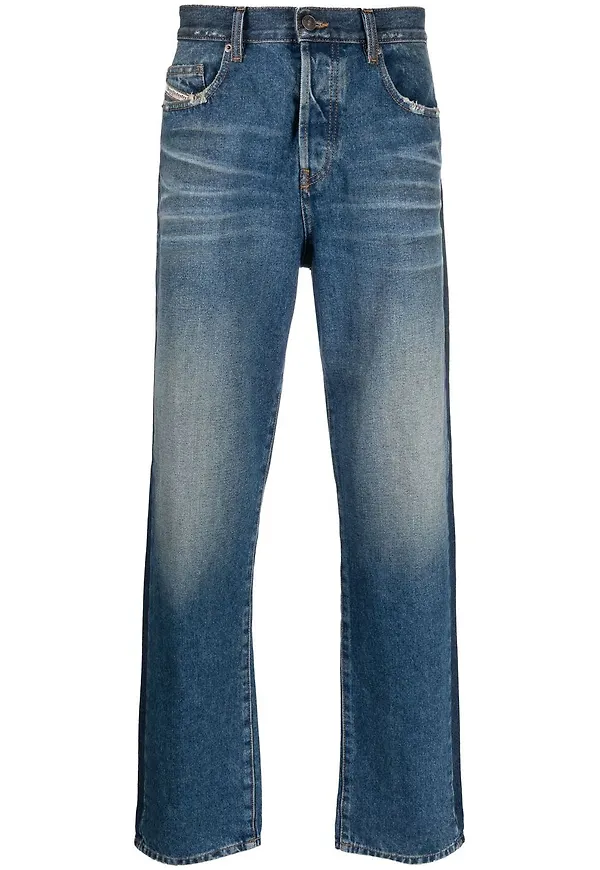 Diesel straight-jeans med slitning - Blå