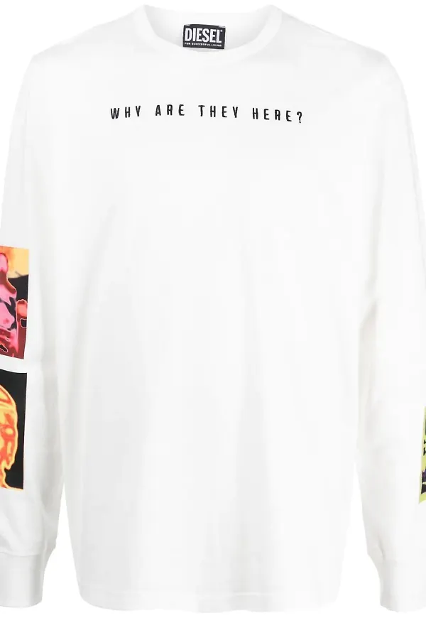 Diesel sweatshirt med grafiskt tryck - Vit