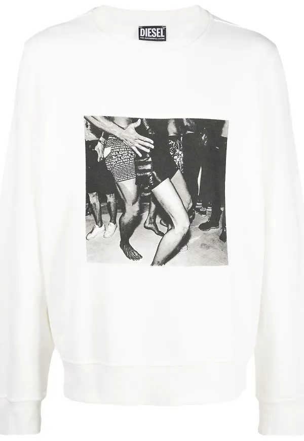 Diesel sweatshirt med tryck - Vit