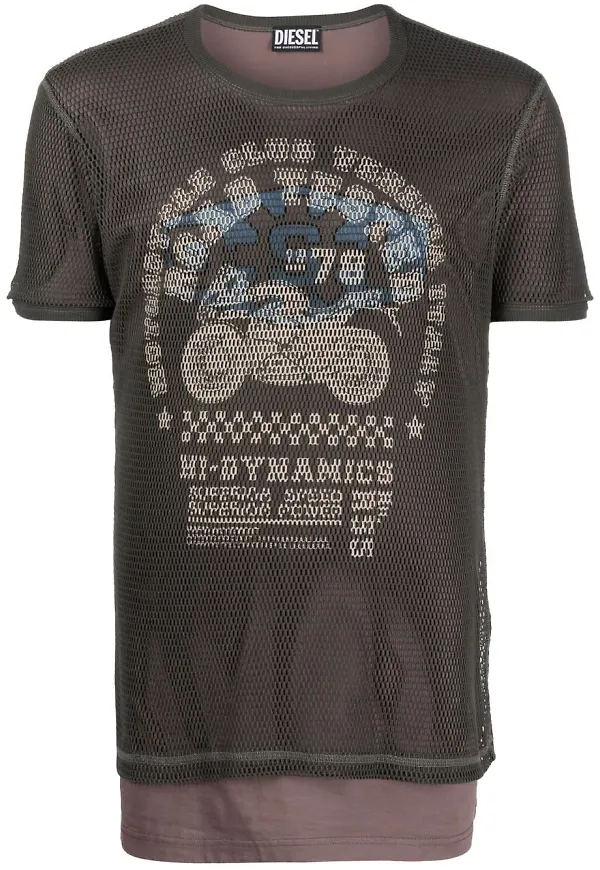 Diesel T-Fishy t-shirt med meshlager - Grön