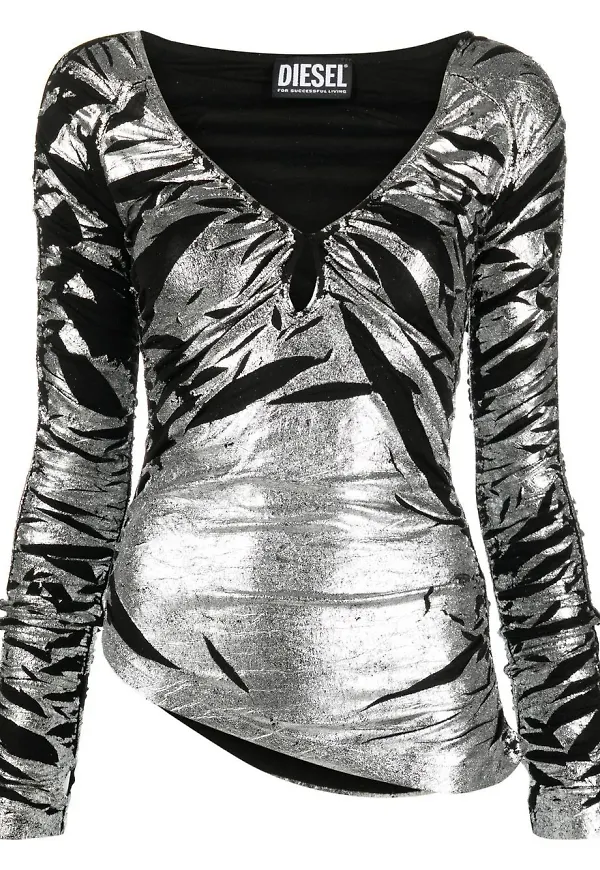 Diesel T-Rity draperad topp - Silverfärgad