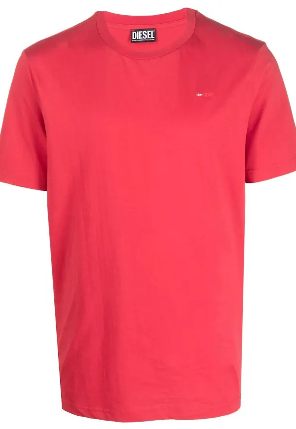 Diesel t-shirt med broderad logotyp - Röd