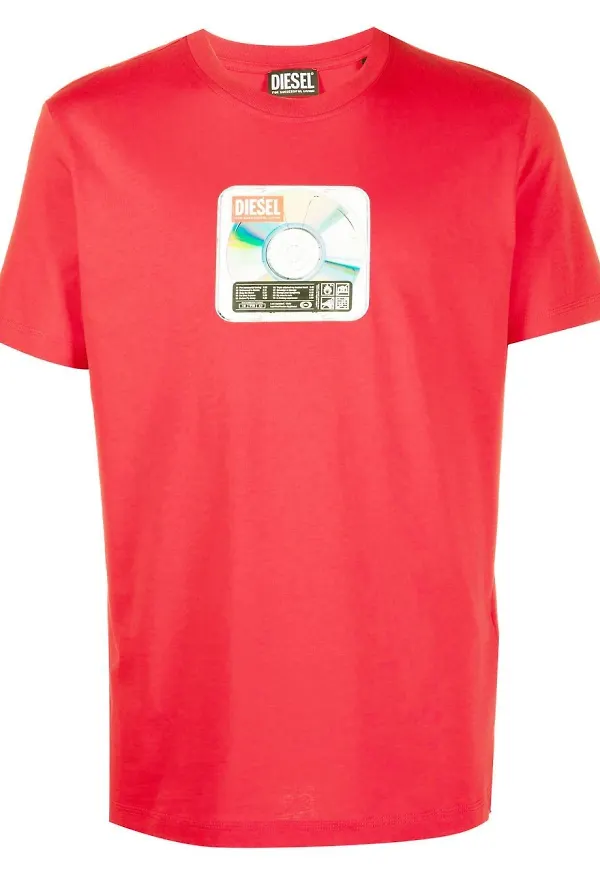 Diesel t-shirt med CD-motiv - Röd