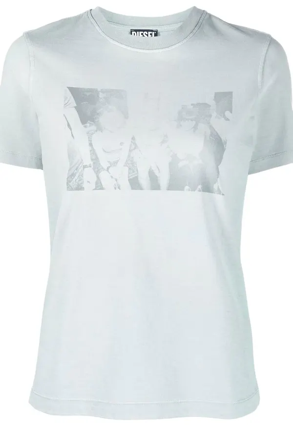 Diesel t-shirt med fotografiskt tryck - Grön