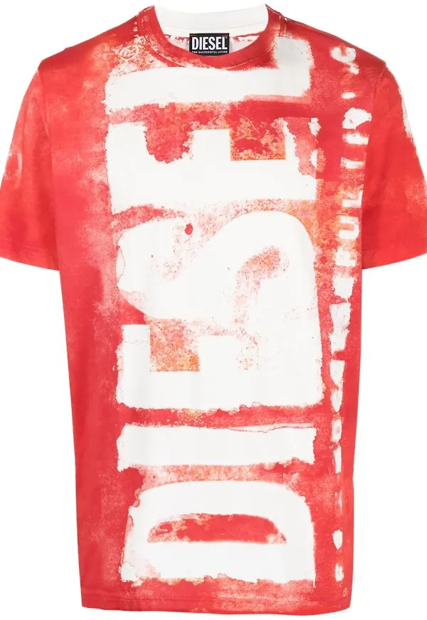 Diesel t-shirt med målad logotyp - Vit