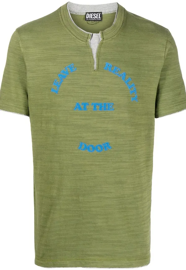Diesel t-shirt med slogan - Grön