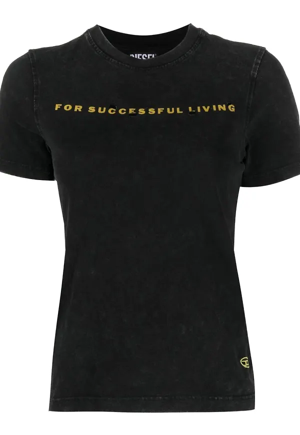 Diesel t-shirt med slogan - Svart