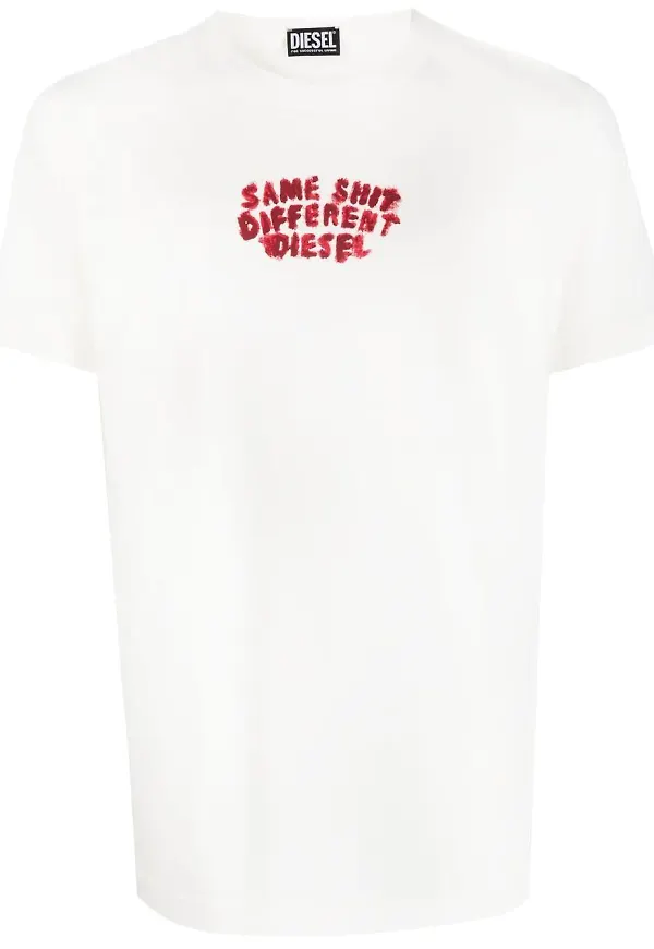 Diesel t-shirt med slogan - Vit