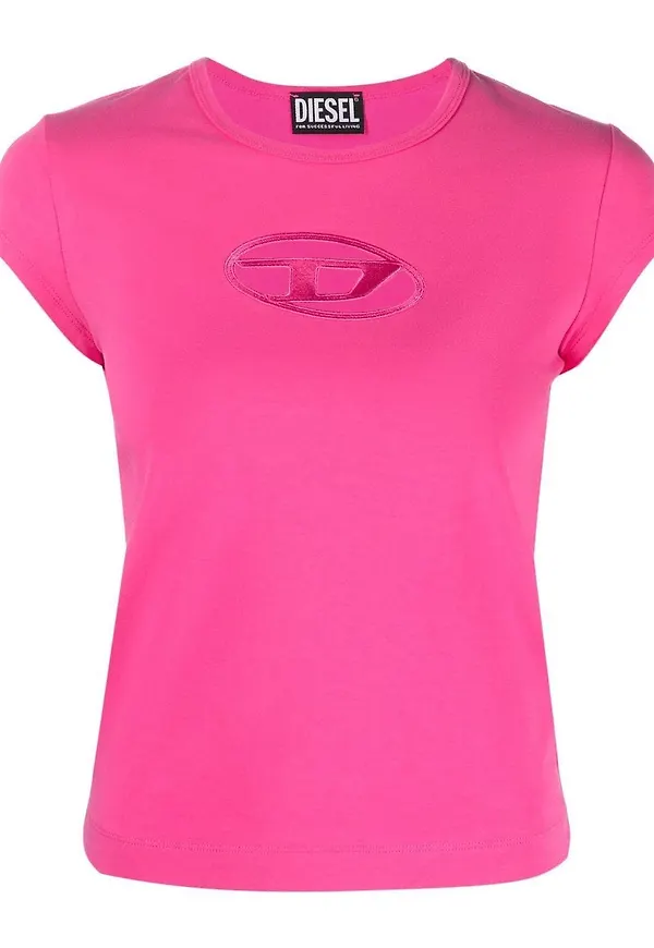Diesel t-shirt med utskuren logotyp - Rosa