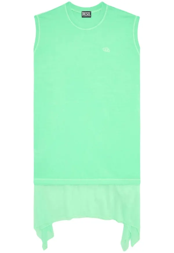 Diesel t-shirtklänning med draperad fåll - Grön
