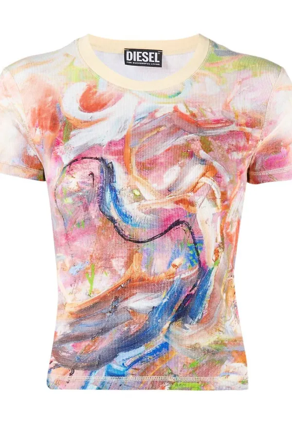 Diesel T-Skinzy-G1 t-shirt med tryck - Gul