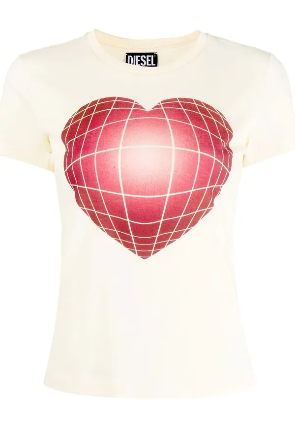 Diesel T-SLI-C2 t-shirt med hjärttryck - Gul