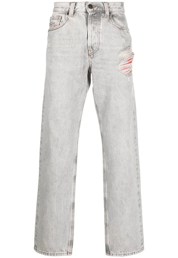 Diesel tapered-jeans med sliten detalj - Grå