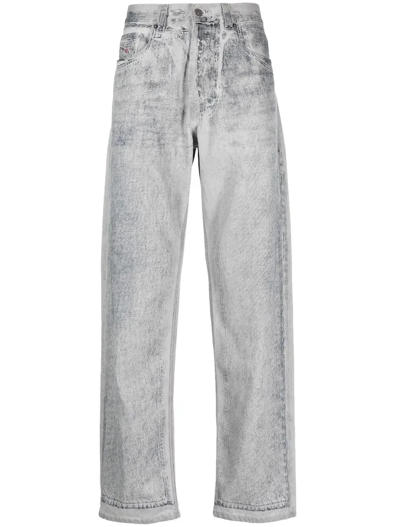 Diesel tvättade straight-jeans - Grå