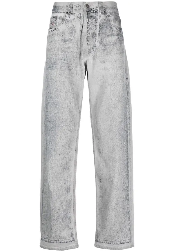 Diesel tvättade straight-jeans - Grå