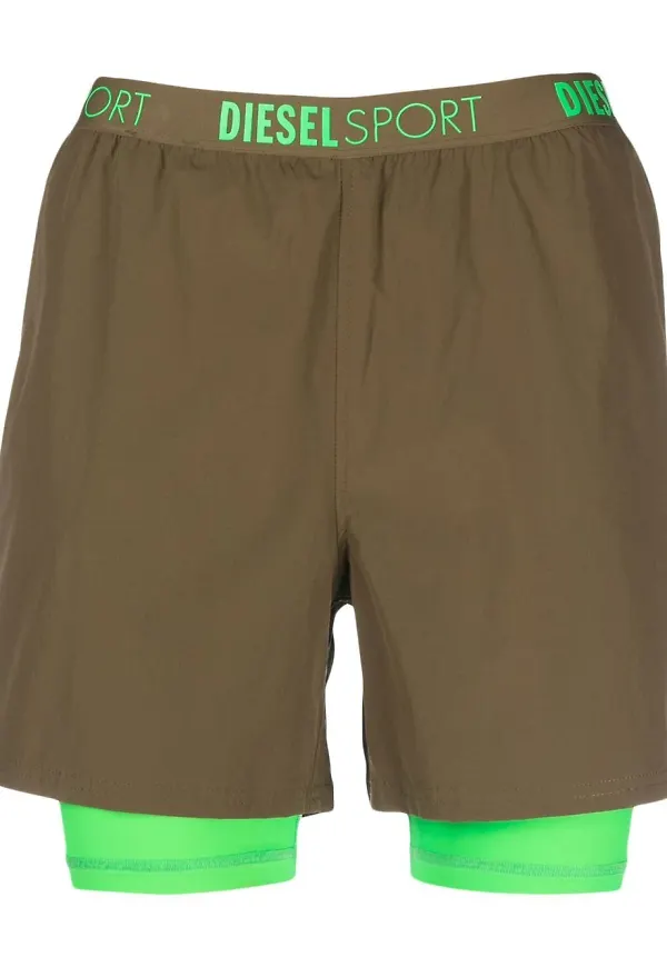 Diesel tvåfärgade träningsshorts - Grön