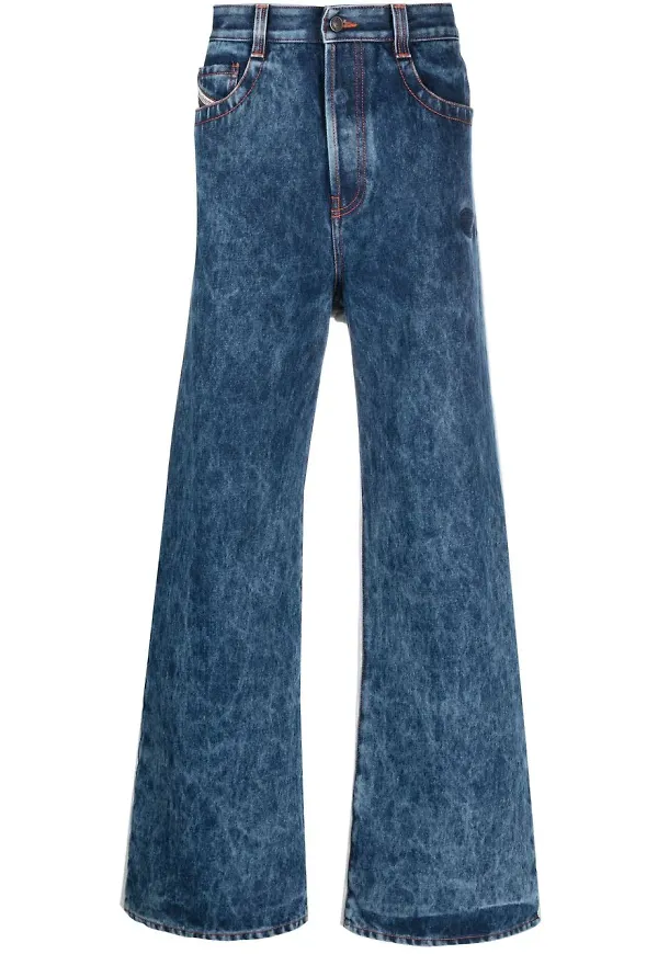 Diesel two-tone wide-leg jeans - Blå