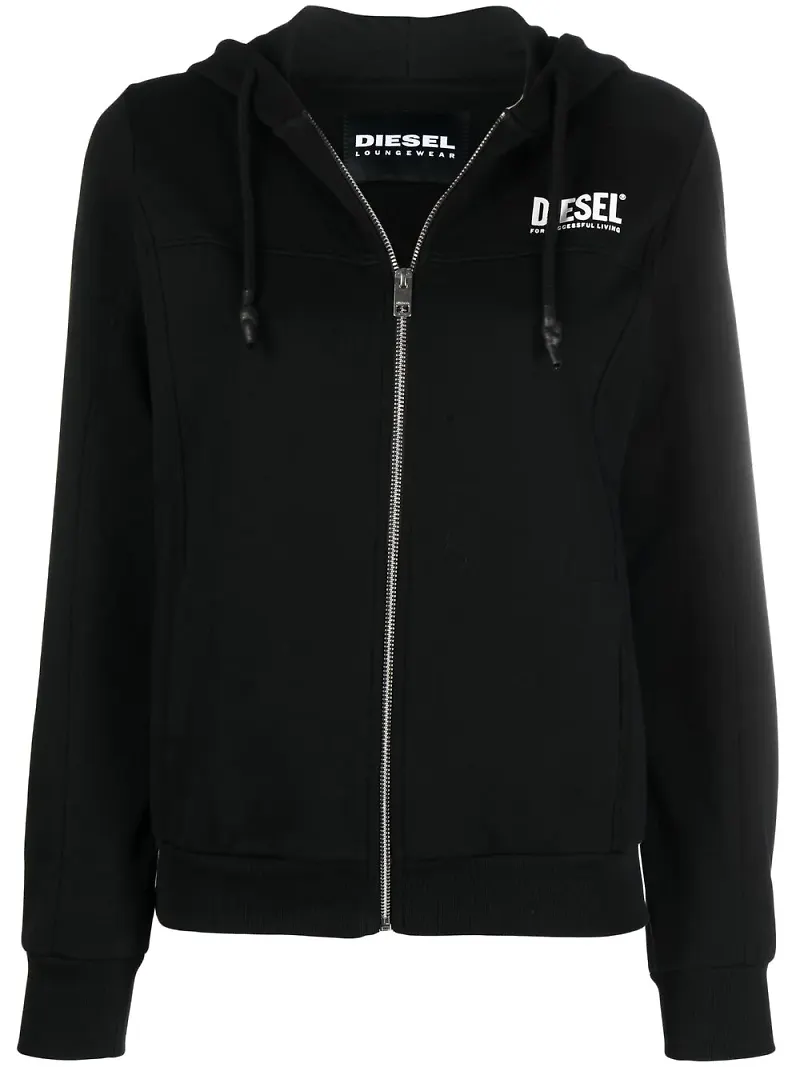 Diesel Uflt-Victorial hoodie med dragkedja - Svart