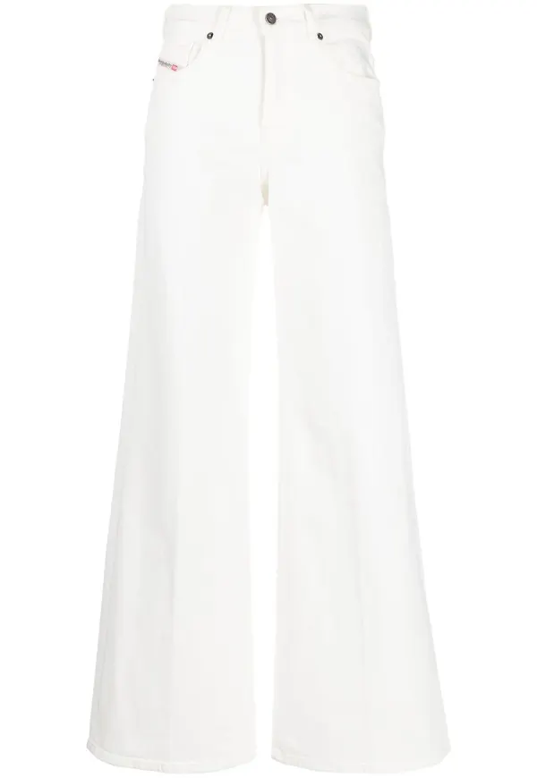 Diesel wide leg-jeans med logotyp - Vit
