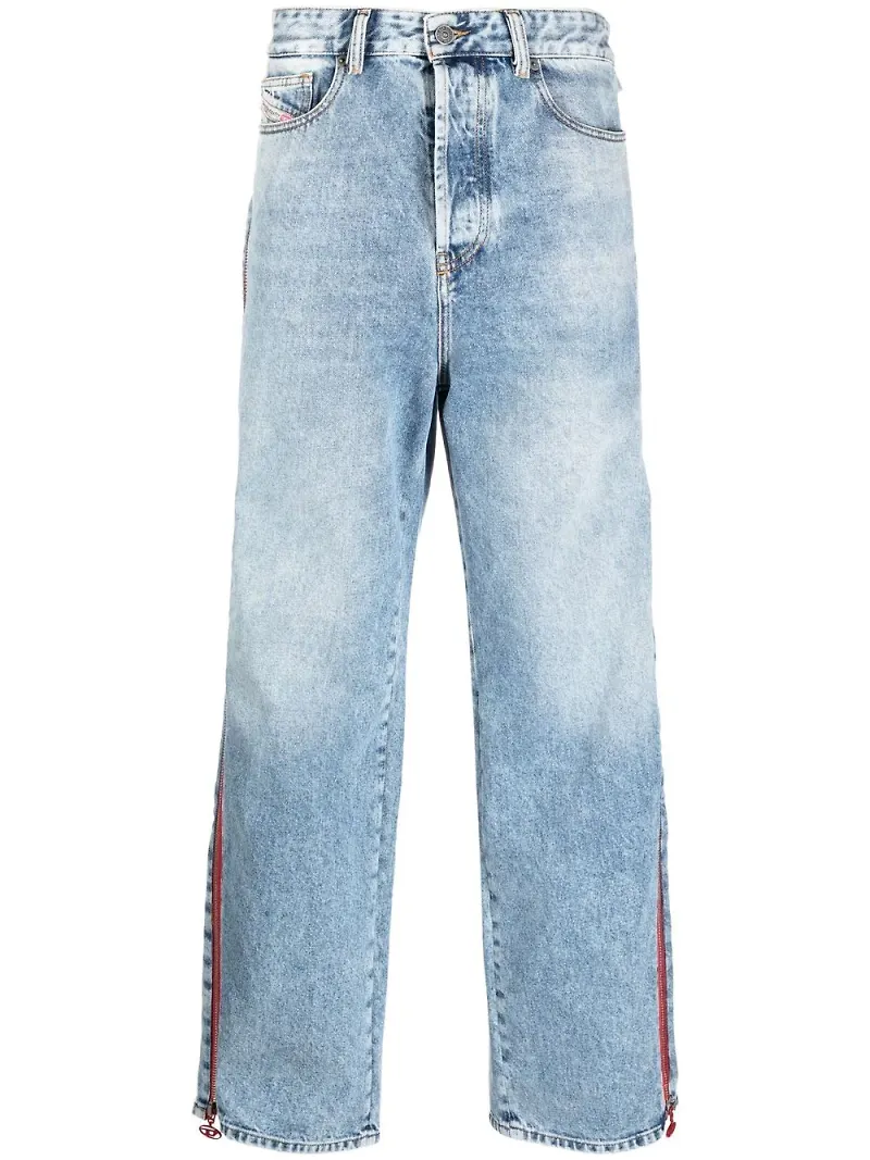 Diesel wide leg-jeans med sidorand - Blå