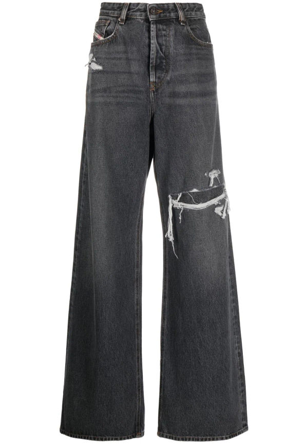 Diesel wide leg-jeans med slitning - Grå