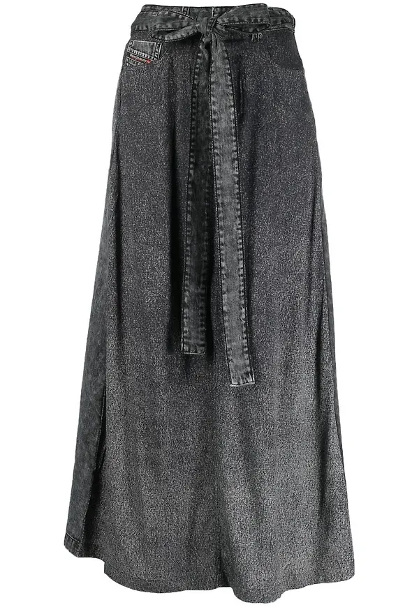 Diesel wrapped stonewash maxi-skirt - Svart
