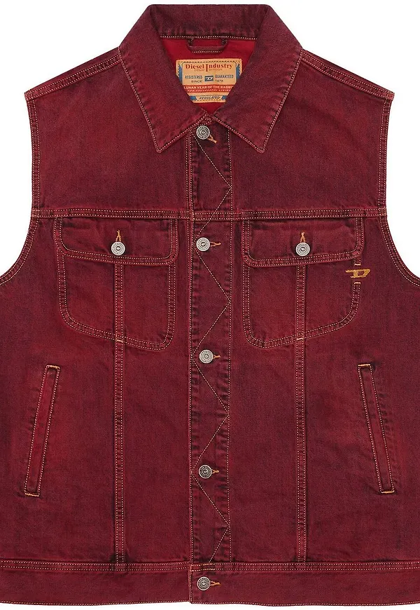 Diesel ärmlös jeansjacka - Röd