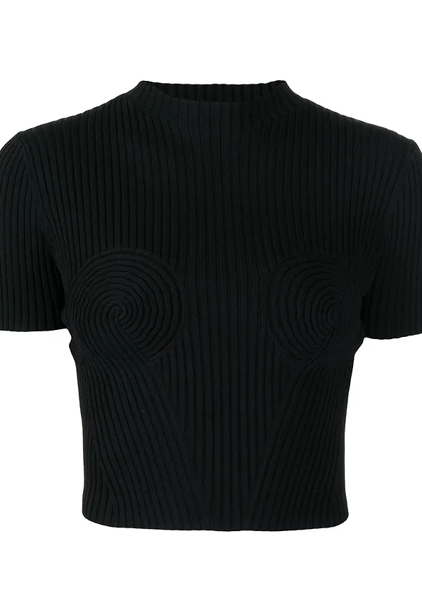 Dion Lee beskuren ribbad t-shirt - Svart