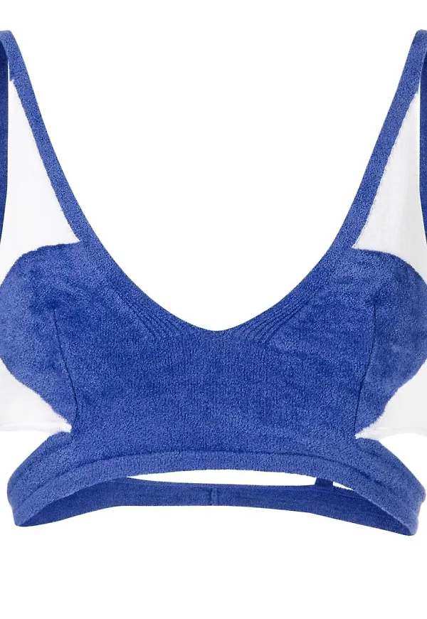 Dion Lee Chenille intarsiastickad bralette - Blå