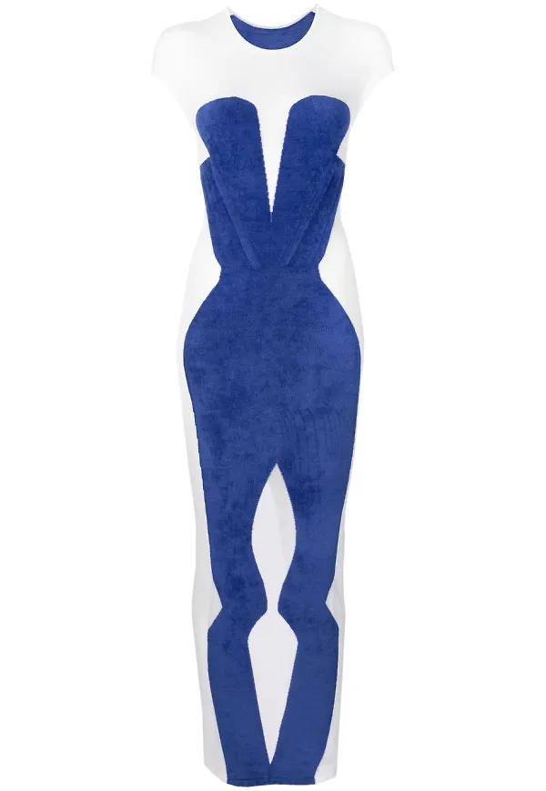 Dion Lee Chenille intarsiastickad maxiklänning - Vit
