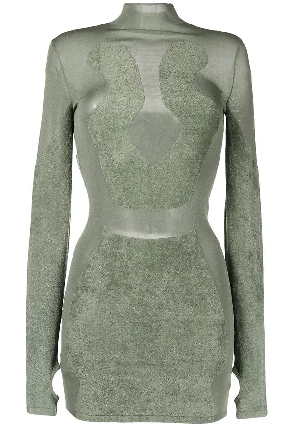 Dion Lee Chenille intarsiastickad miniklänning - Grön