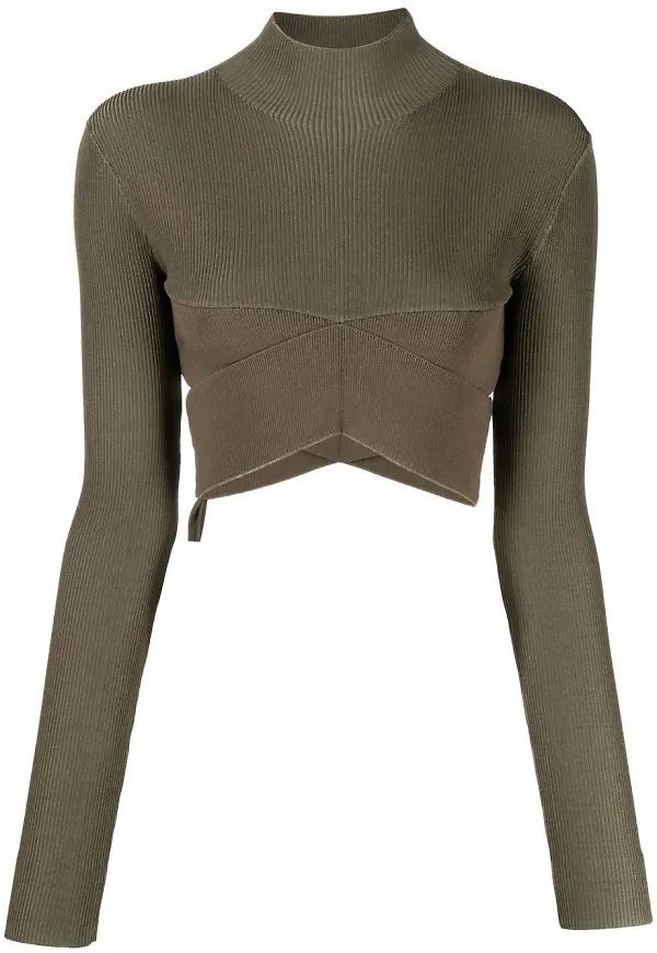 Dion Lee croptop med halvpolokrage - Grön