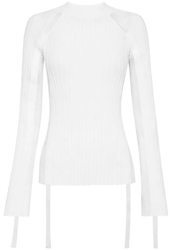 Dion Lee draperad ribbad topp - Vit