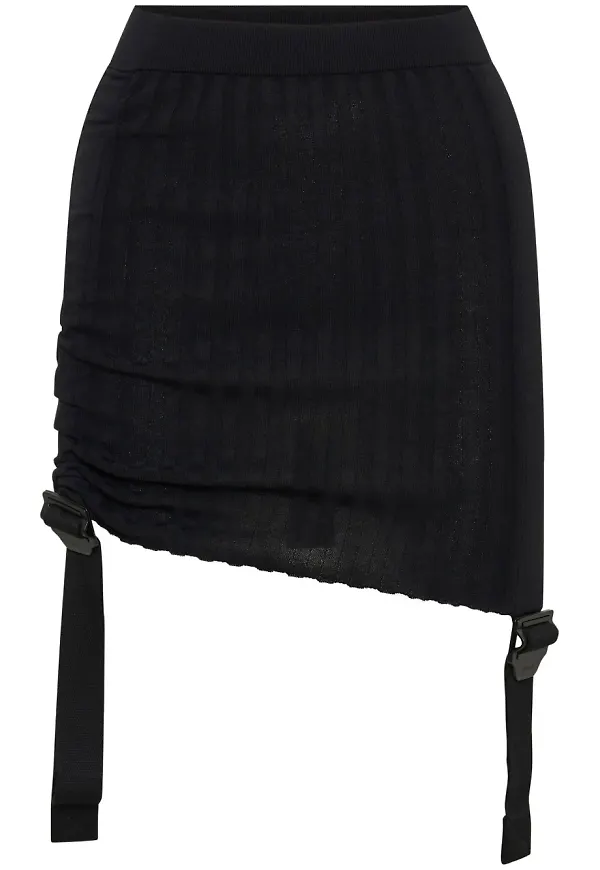Dion Lee draperad ribbstickad minikjol - Svart
