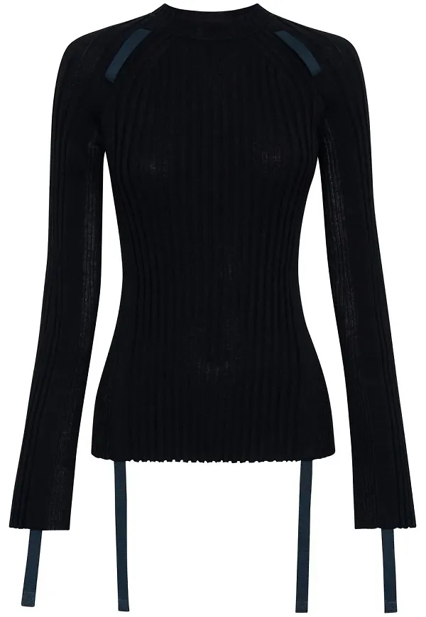 Dion Lee draperad ribbstickad topp - Svart