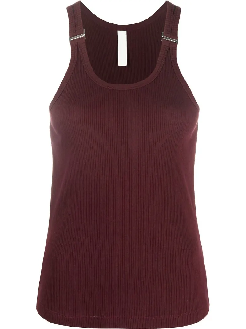 Dion Lee E-Hook ribbat linne med rundad hals - Röd