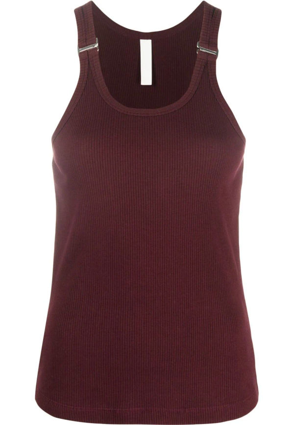 Dion Lee E-Hook ribbat linne med rundad hals - Röd