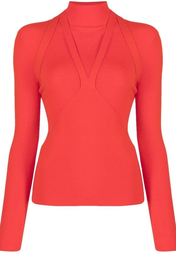 Dion Lee Harness Skivvy stickad topp med hög krage - Röd