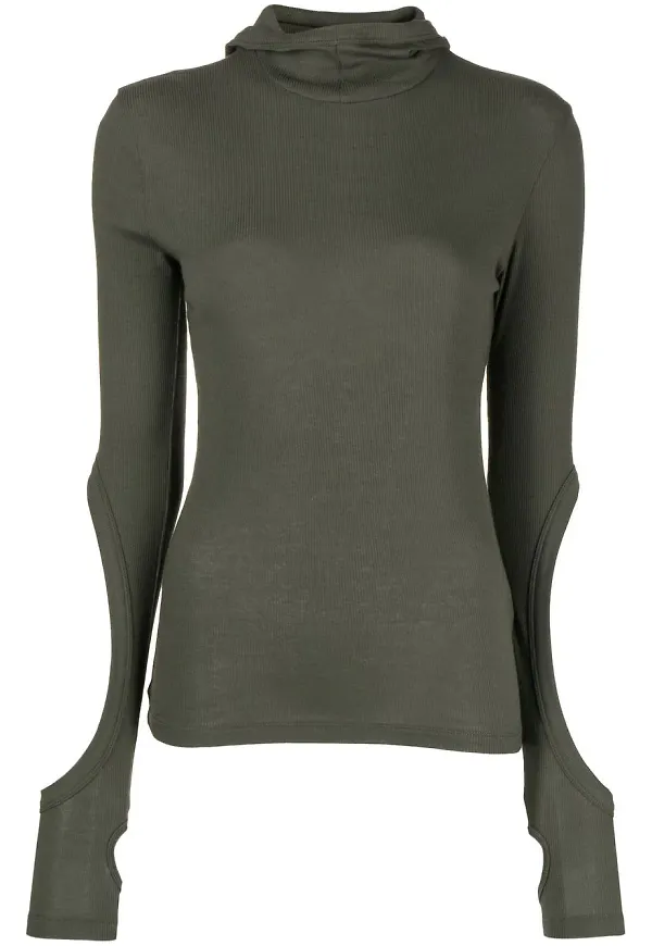 Dion Lee hoodie med utsnitt - Grön
