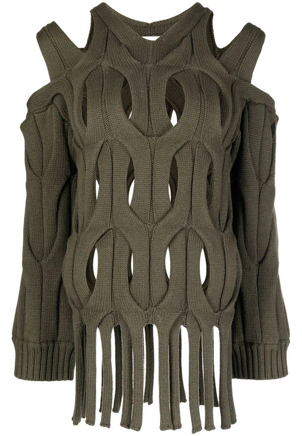 Dion Lee kabelstickad tröja - Grön