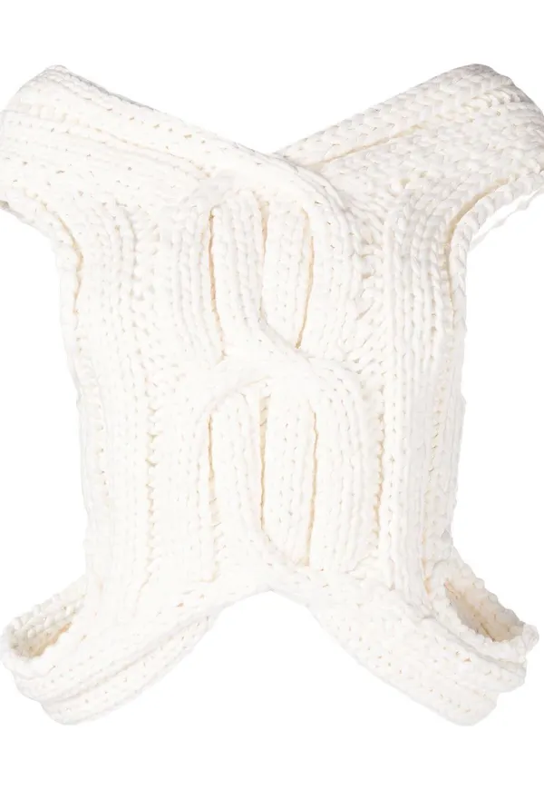 Dion Lee kabelstickad v-ringad topp - Vit
