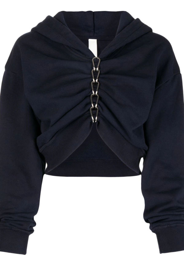 Dion Lee kort hoodie med kedja - Blå
