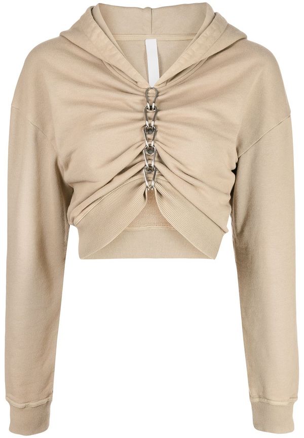Dion Lee kort hoodie med kedjelänk - Brun