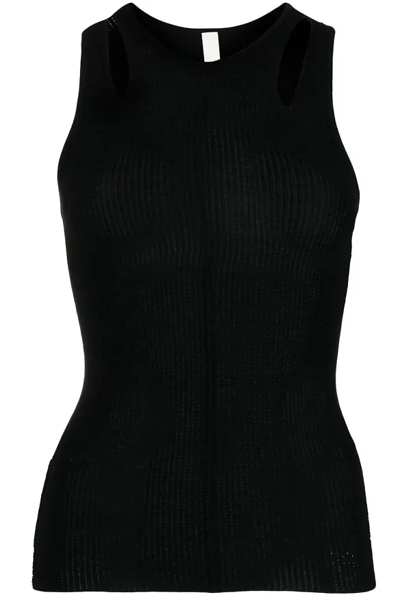 Dion Lee Merino Pointelle ribbat linne - Svart