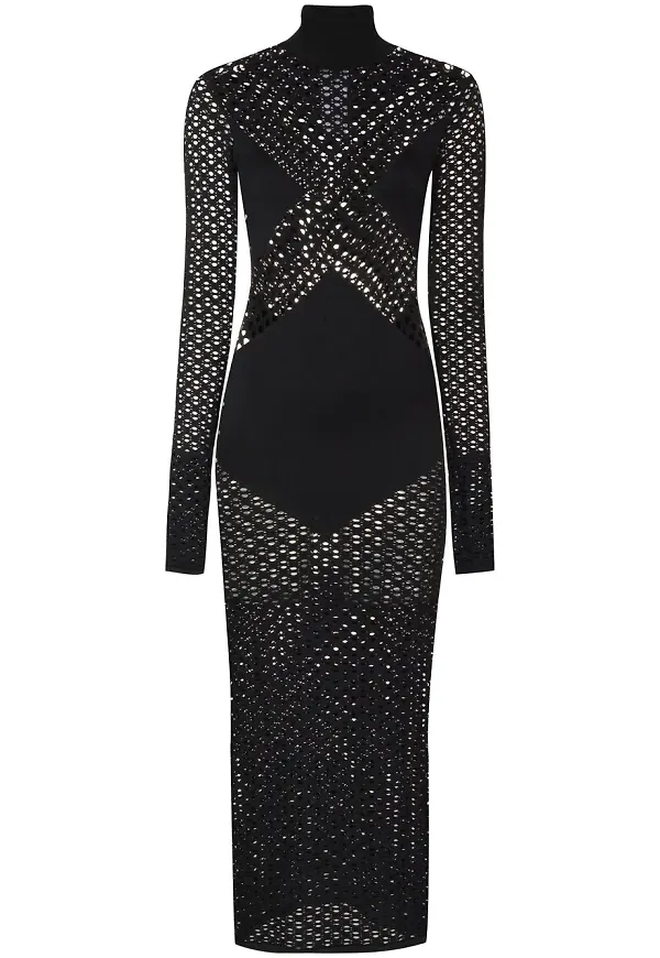 Dion Lee pointellestickad figursydd klänning - Svart